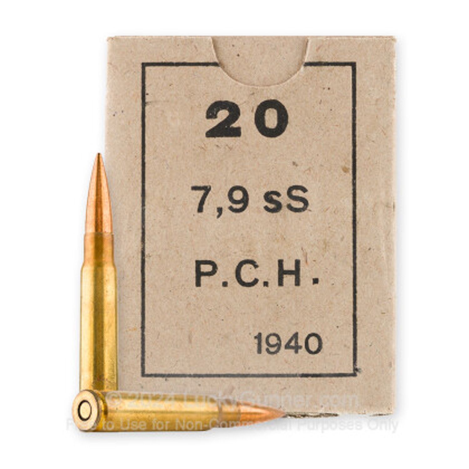 CENTURY ARMS GREEK SURPLUS LEAD CORE RIFLE AMMUNITION 8MM MAUSER 198GR FMJ 20RD/BOX - CORROSIVE