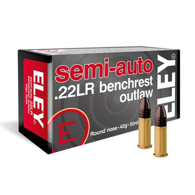 Eley Semi-Auto .22LR Benchrest Outlaw Ammunition 42 Grain 50 Rds, 650911023201, 02320