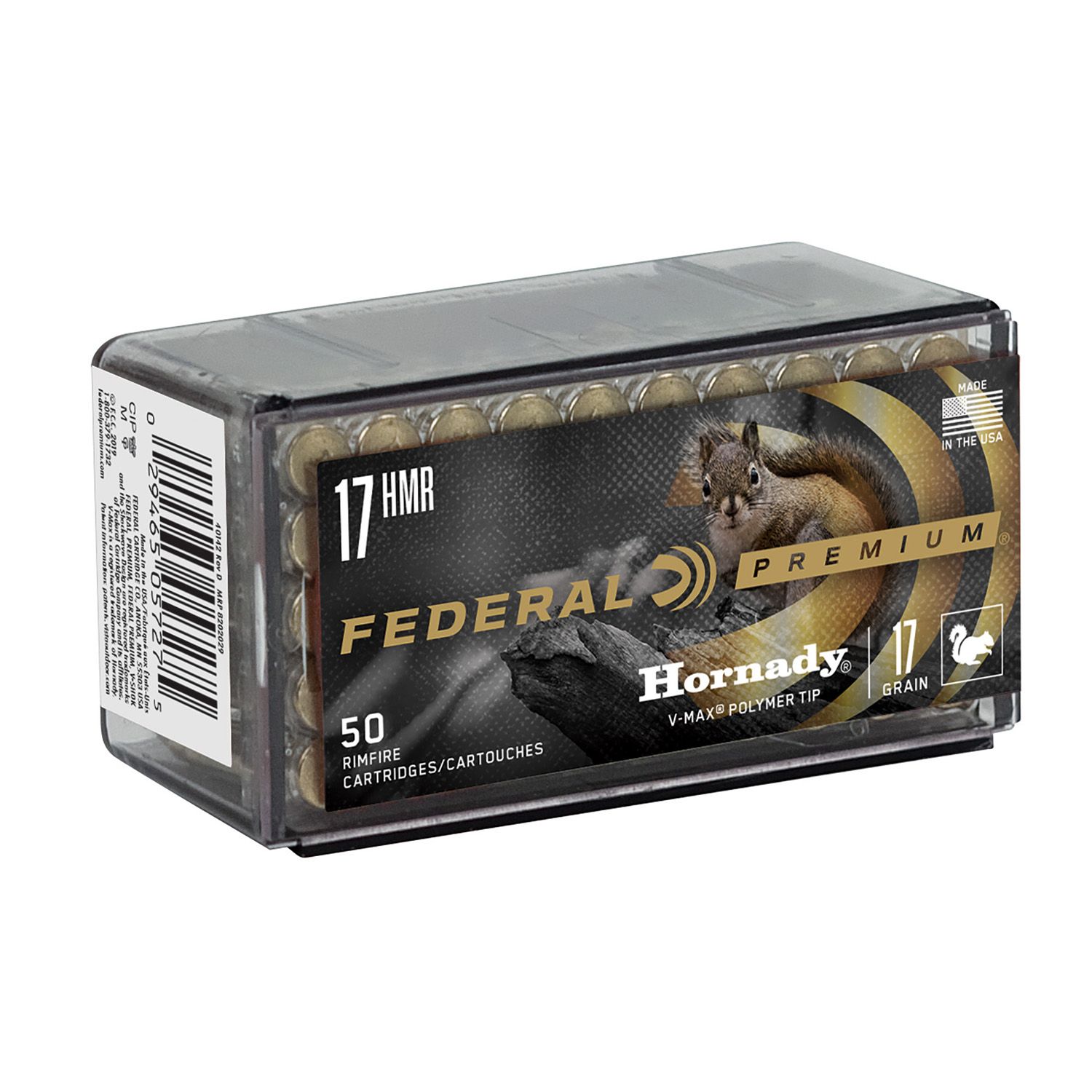 FEDERAL .17 HMR, 17GR V-MAX Varmint, 50RD/BX, P771
