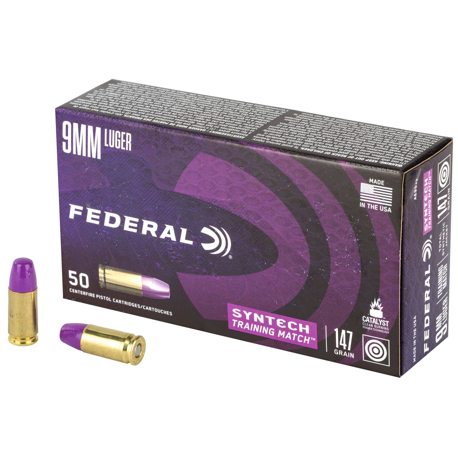 FEDERAL 9MM SYNTECH, 147GR TSJ, 50RD/BX, AE9SJ3