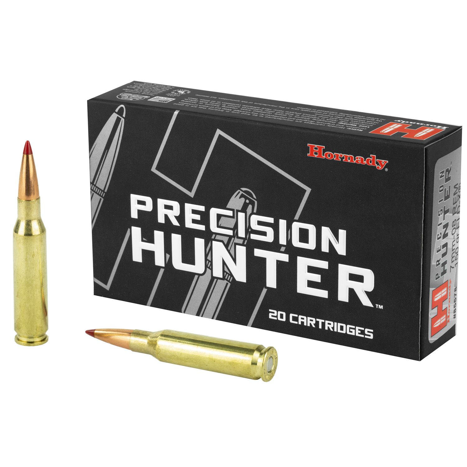 HORNADY 7MM-08 REM Precision Hunter, 150GR ELD-X, 20RD/BX, 85578
