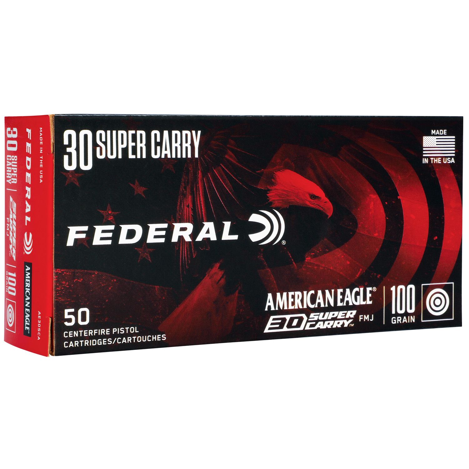 FEDERAL 30 SUPER CARRY, 100GR FMJ, 50RD/BX, AE30SCA