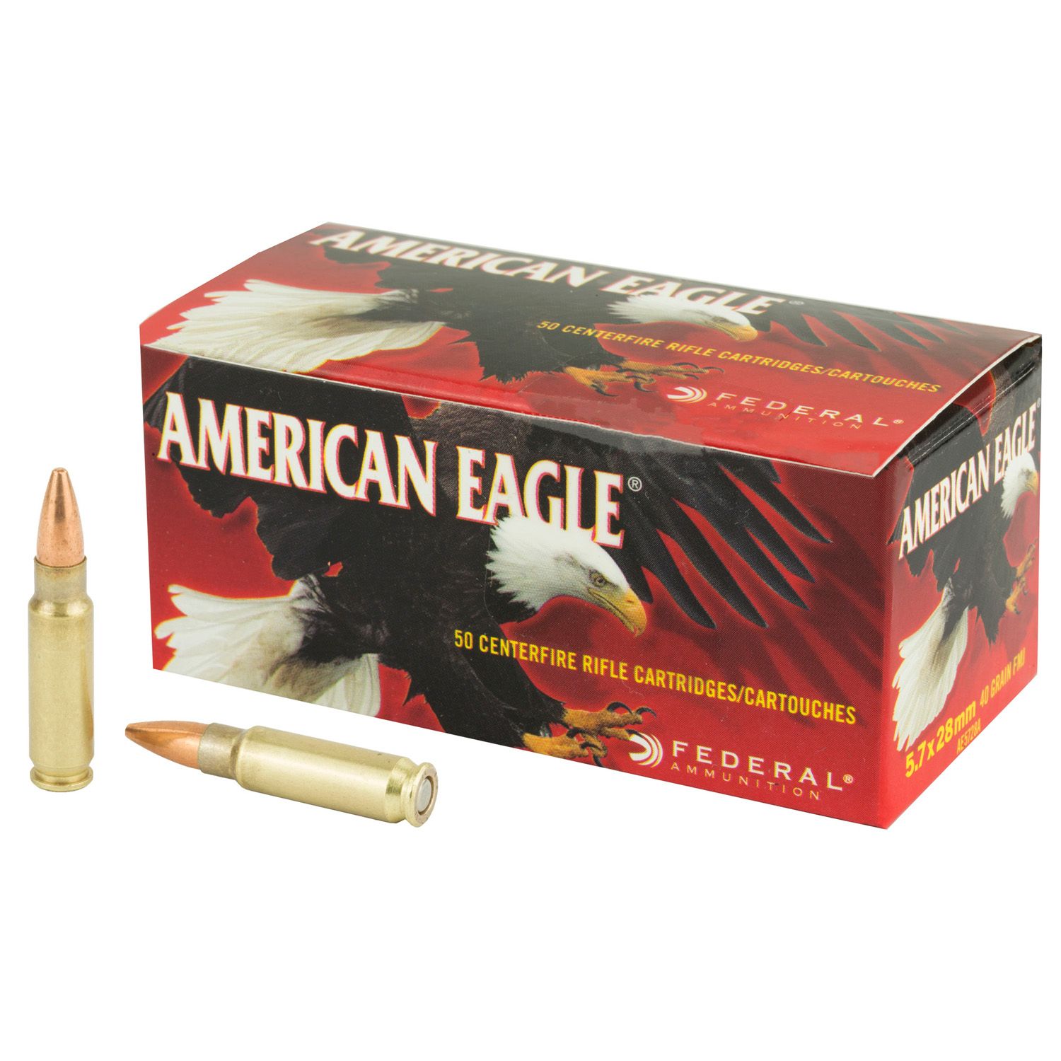 FEDERAL 5.7x28mm AE, 40GR TMJ, 50RD/BX, AE5728A