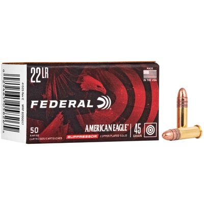 FEDERAL .22LR AE Suppressor, 45GR CPLRN, 50RD/BX, AE22SUP1