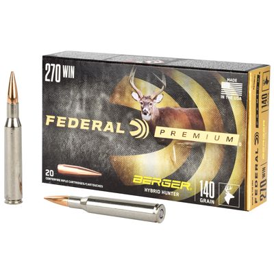 FEDERAL PREMIUM BERGER HYBRID HUNTER .270 WINCHESTER AMMUNITION 20 ROUNDS 140 GRAIN BERGER HYBRID 2950FPS