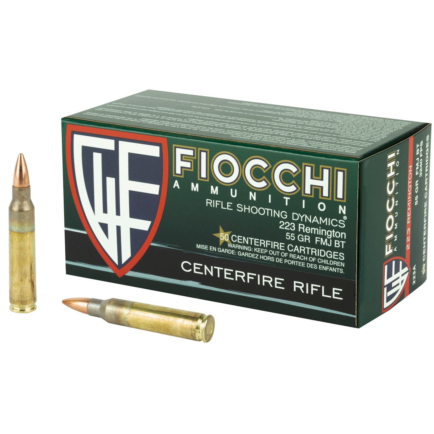FIOCCHI .223, 55GR FMJ, 50RD/BX, F223A