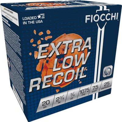 FIOCCHI 20GA Low Recoil, 2.75&quot; 3/4OZ #7.5, 25RD/BX, 762344703411, 20LITE75