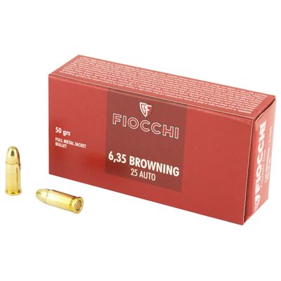 FIOCCHI .25 ACP, 50GR FMJ, 50RD/BX, 25AP