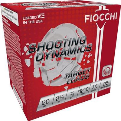 FIOCCHI 20GA, 2.75&quot; 7/8OZ #7.5, 25RD/BX,762344710839, 20SD75