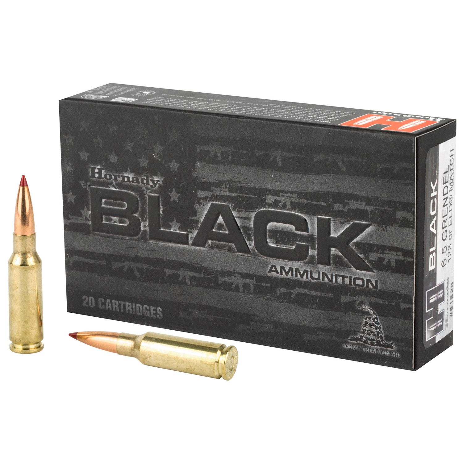 HORNADY 6.5 GRENDEL Black, 123GR ELD-M, 20RD/BX, 81528
