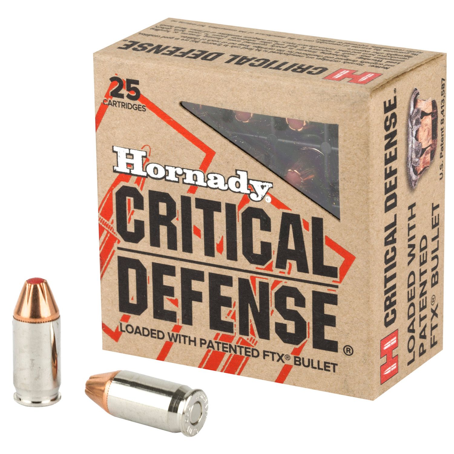 HORNADY CRITICAL DEFENSE AMMUNITION 380 ACP 90 GRAIN FTX 25RD, 090255900804, 90080