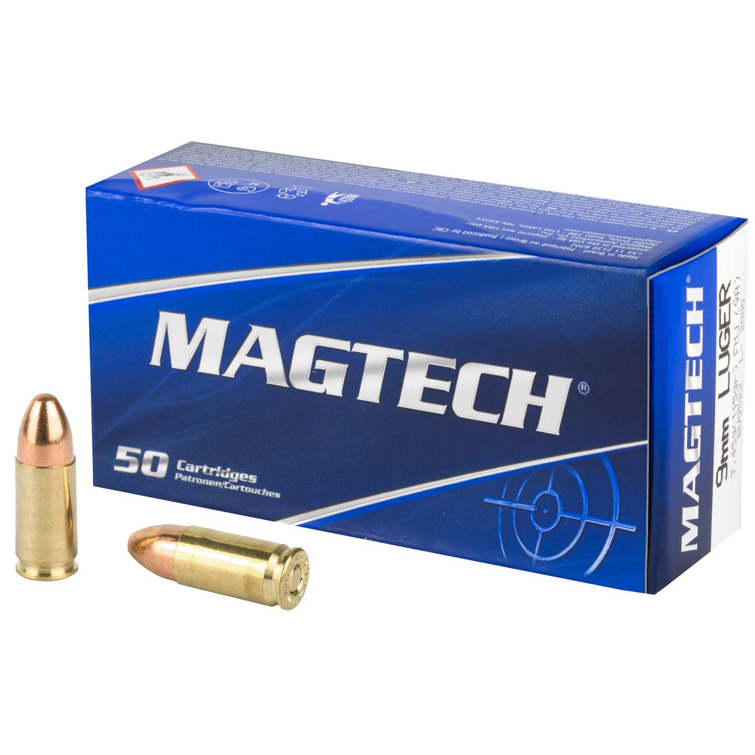MAGTECH 9MM, 115GR FMJ, 50RD/BX, 9A