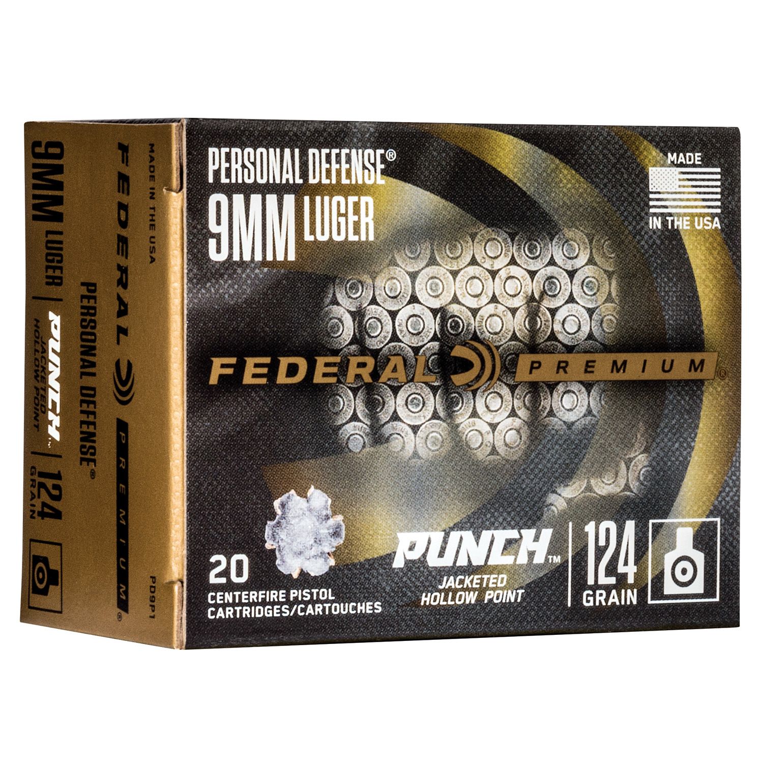 FEDERAL PREMIUM PUNCH 9MM LUGER 124 GR JACKETED HOLLOW POINT (JHP) 20 BX/ 10 CS