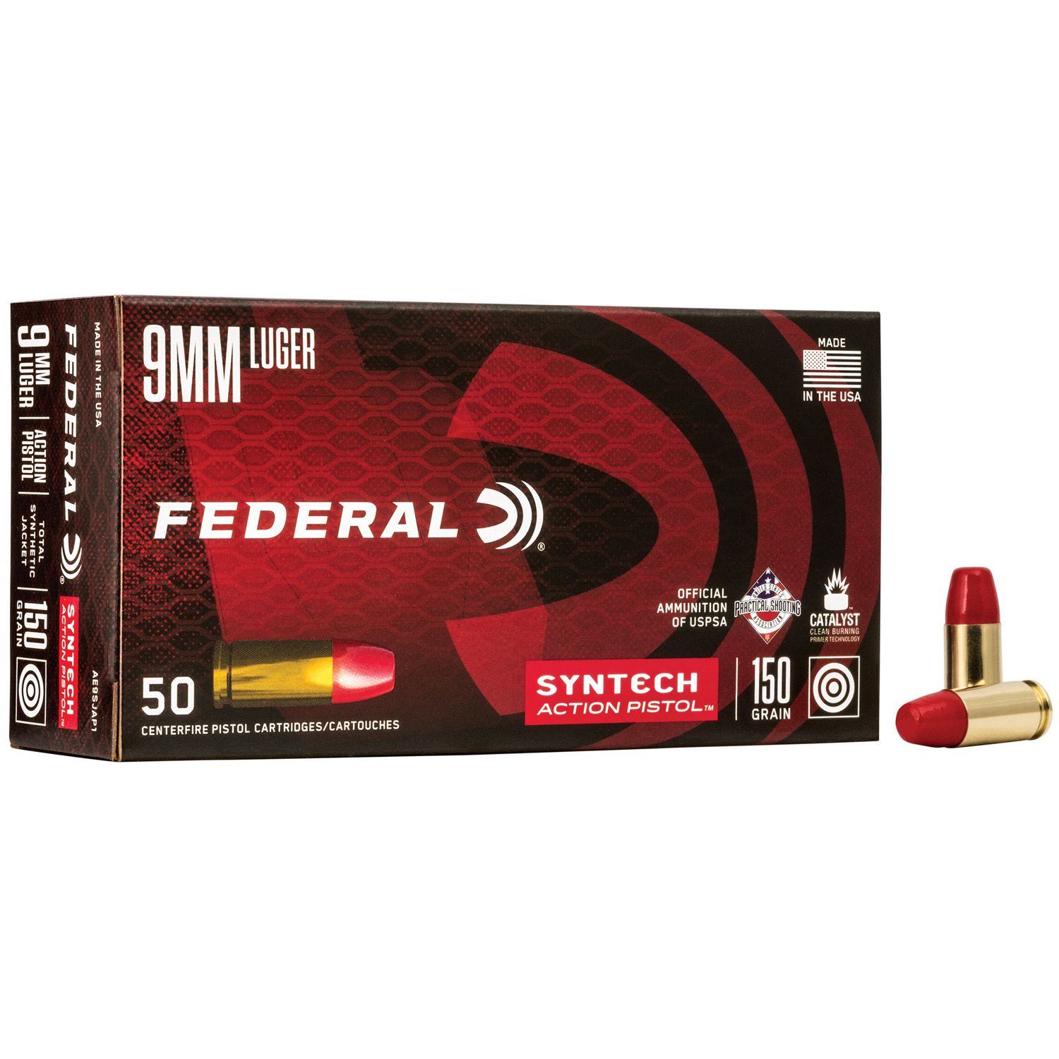 FEDERAL 9MM SYNTECH, 150GR TSJ, 50RD/BX, FAAE9SJAP1