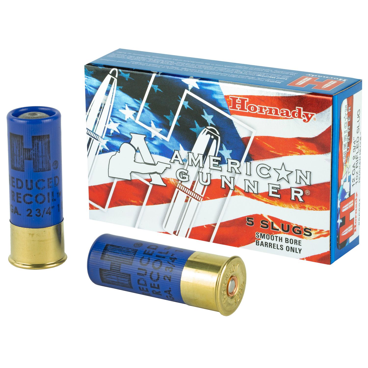 HORNADY AMERICAN GUNNER AMMUNITION 12 GAUGE 2-3/4&quot; REDUCED RECOIL 1 OZ RIFLED SLUG BOX OF 5