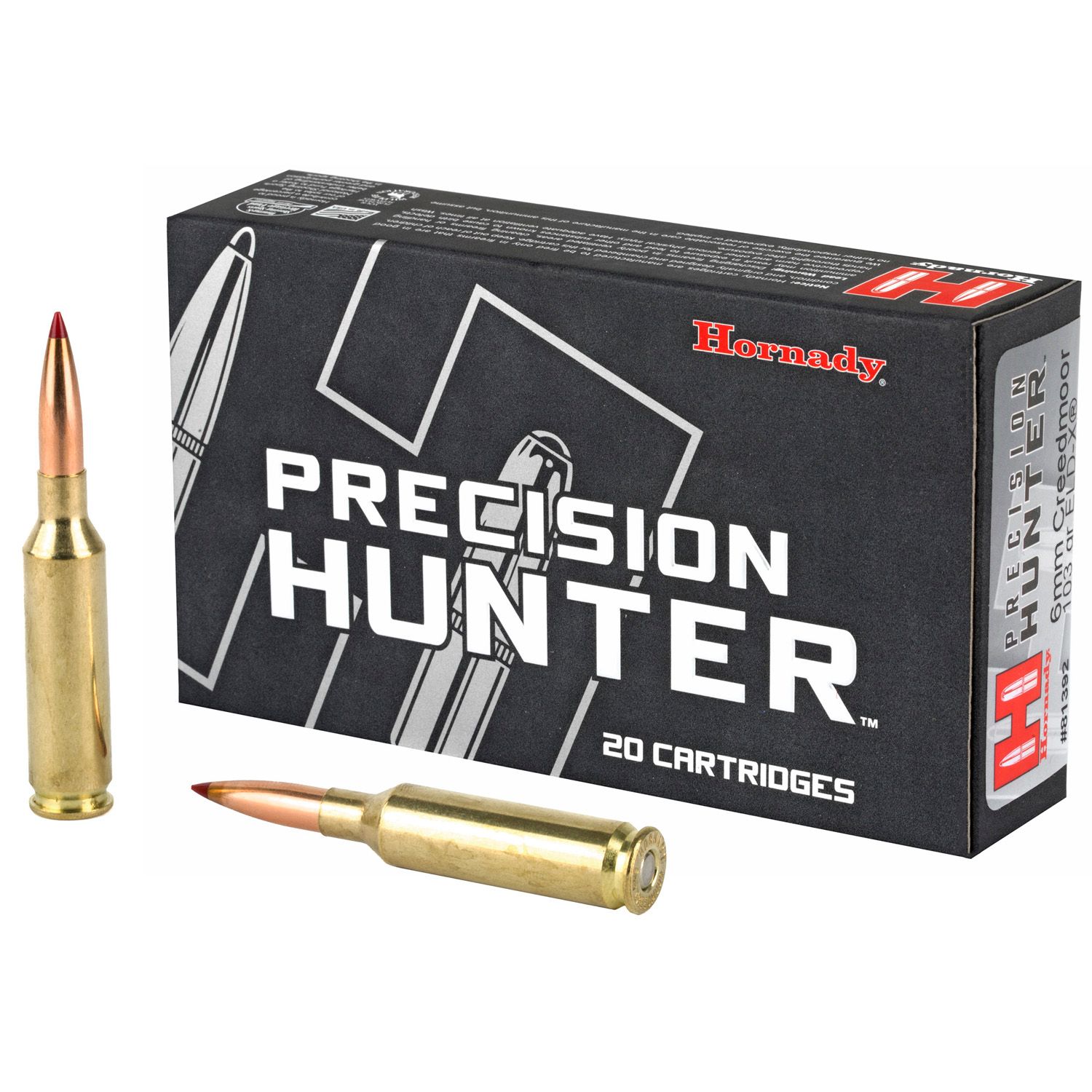 HORNADY PRECISION HUNTER 6MM CREEDMOOR AMMUNITION 20 ROUNDS ELD-X 103 GRAINS