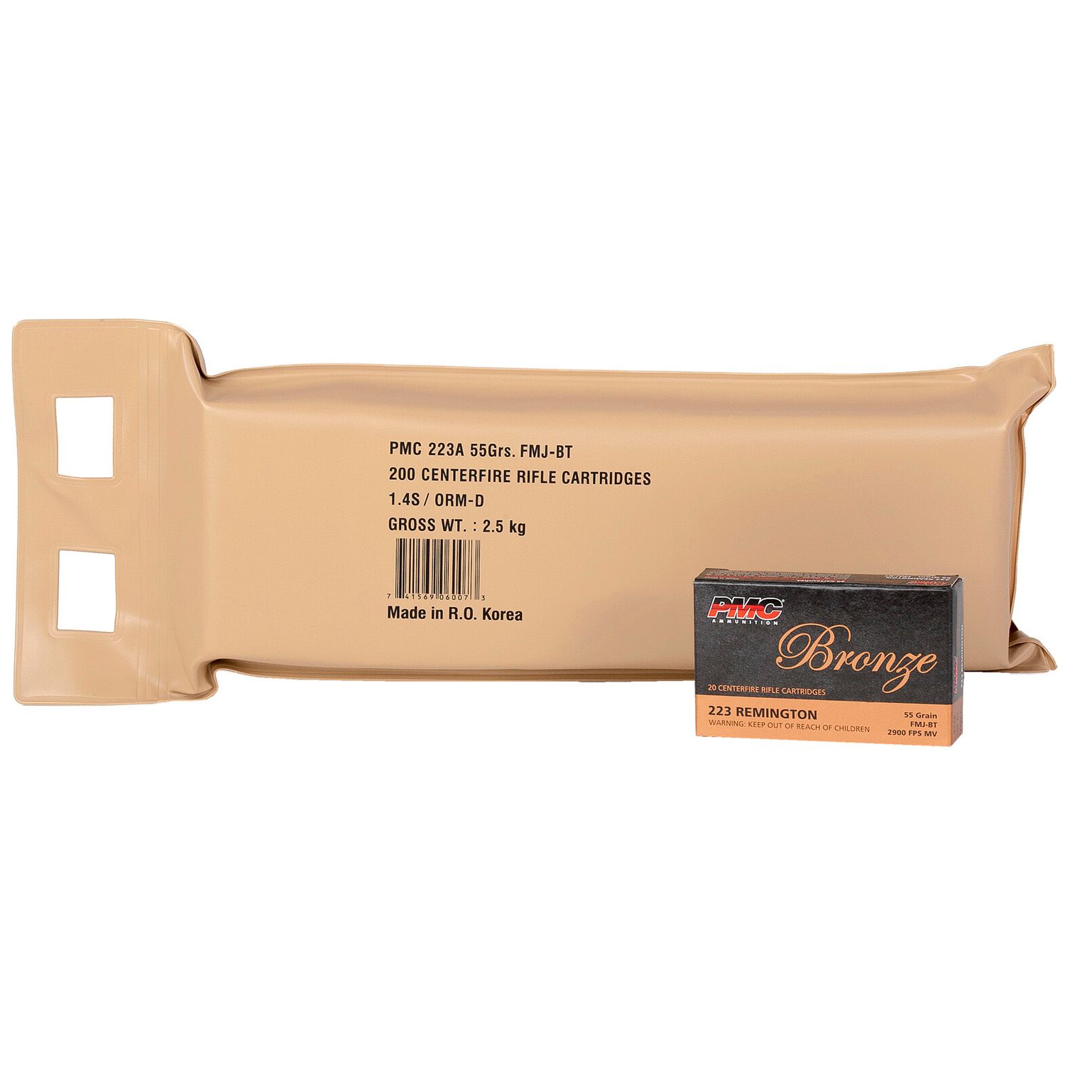 PMC .223 Bronze, 55GR FMJ, 200RD/Battlepack, 741569060073, 223A-BP