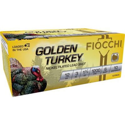 FIOCCHI GLDN TURKEY 12GA. 3" #6 1325FPS 1-3/4OZ 10RD 10BX/C, 762344703732, 123TRKC6