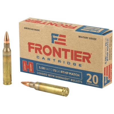 HORNADY FRONTIER 5.56 75GR BTHP MATCH, 20RD/BX, 090255711615, FR320