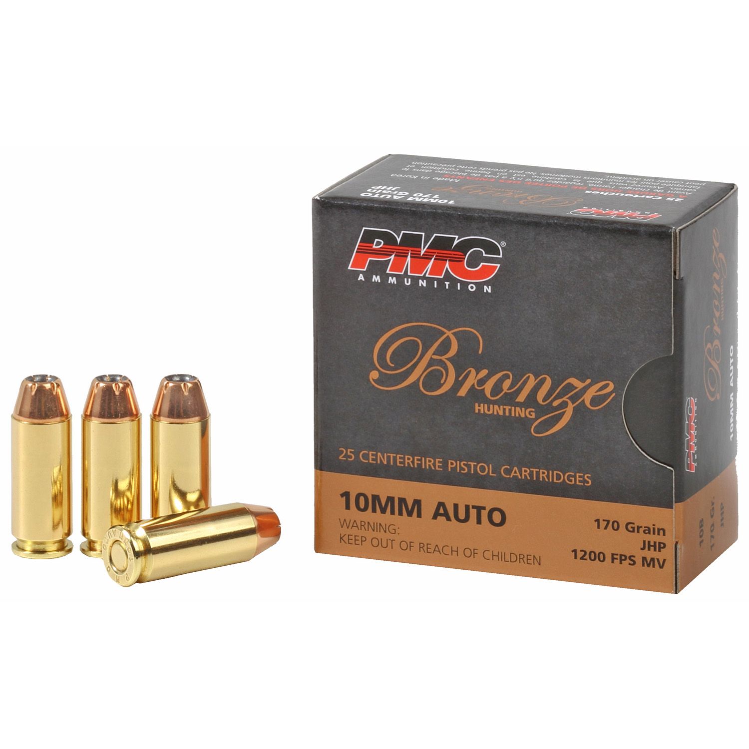 PMC 10MM BRONZE, 170GR JHP, 25RD/BX, 10B