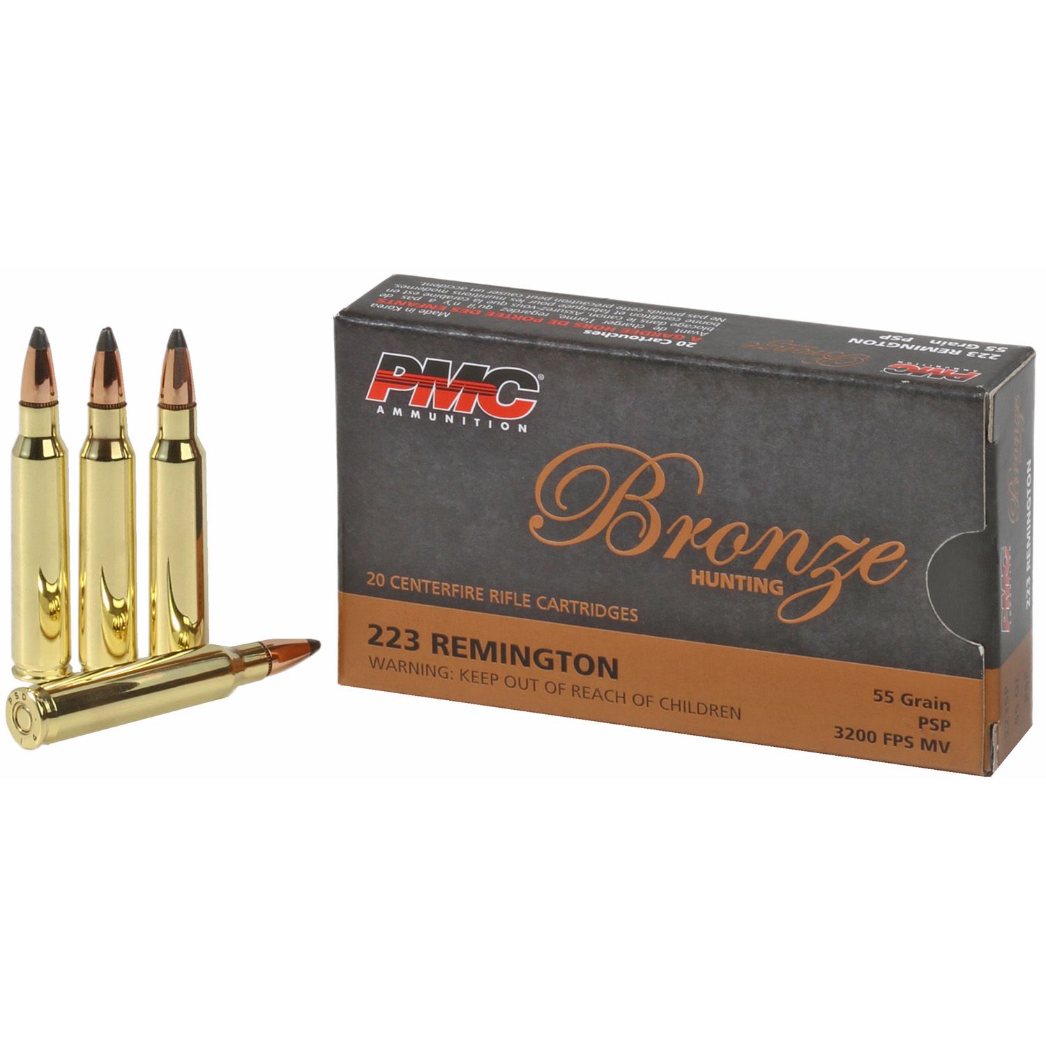PMC .223 BRONZE, 55GR SP, 20RD/BX, 223SP