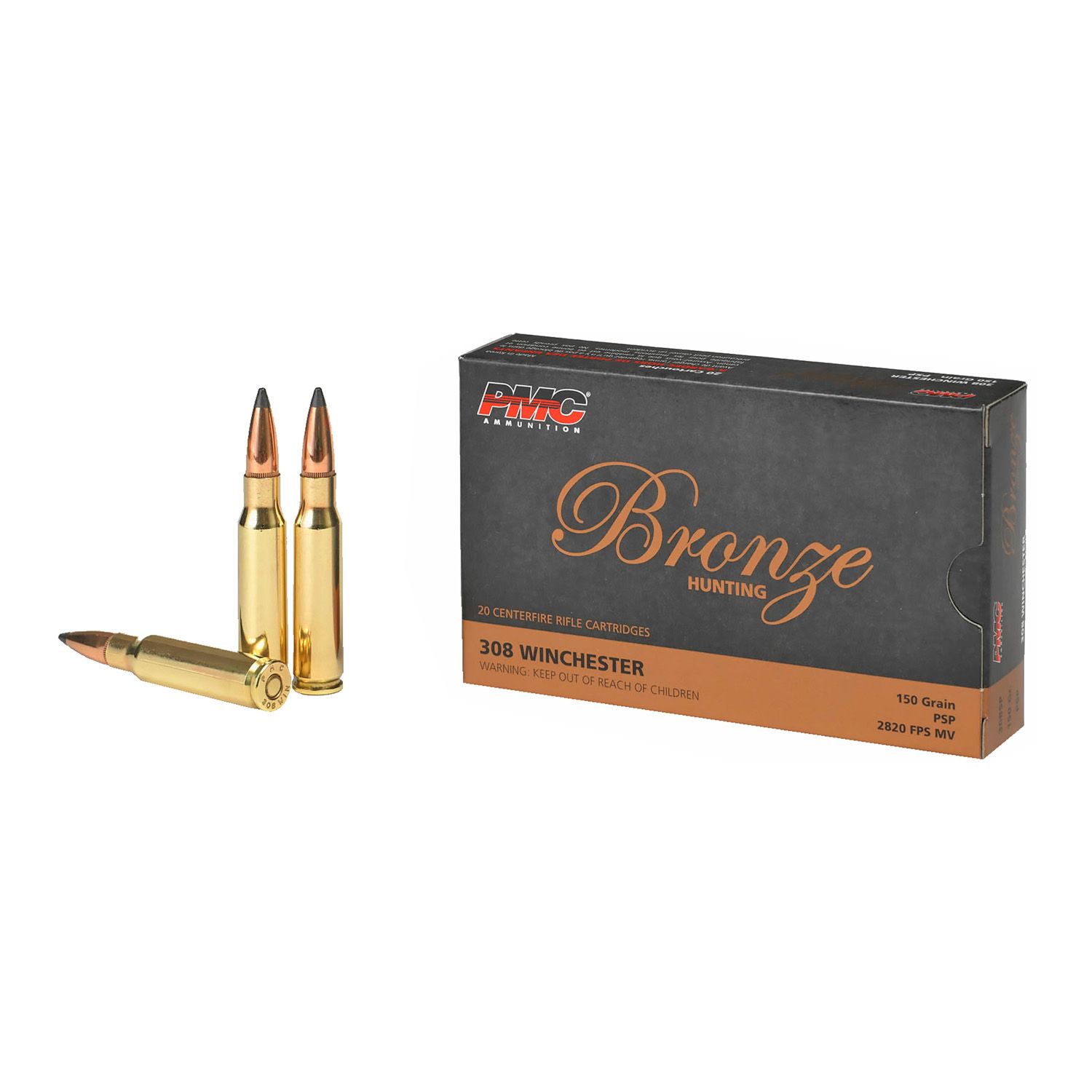 PMC .308 WIN Bronze, 150GR PSP, 20RD/BX, 741569040723, 308SP