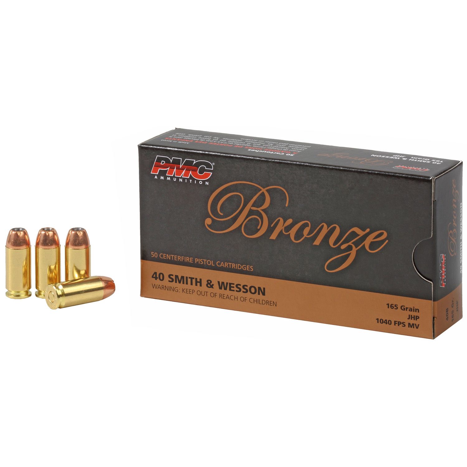 PMC .40 S&amp;W Bronze, 165GR JHP, 50RD/BX, 40B