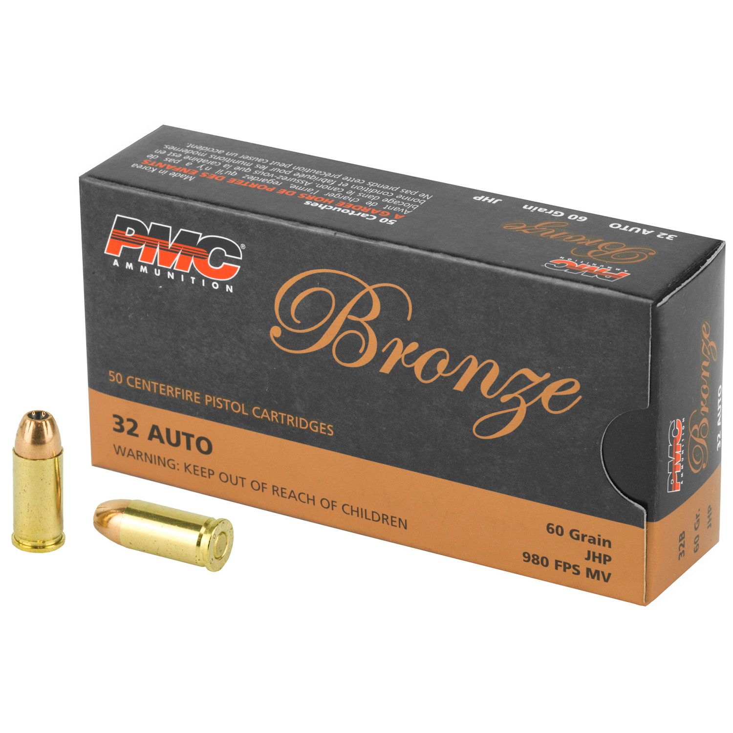 PMC .32 ACP Bronze, 60GR JHP, 50RD/BX, 32B
