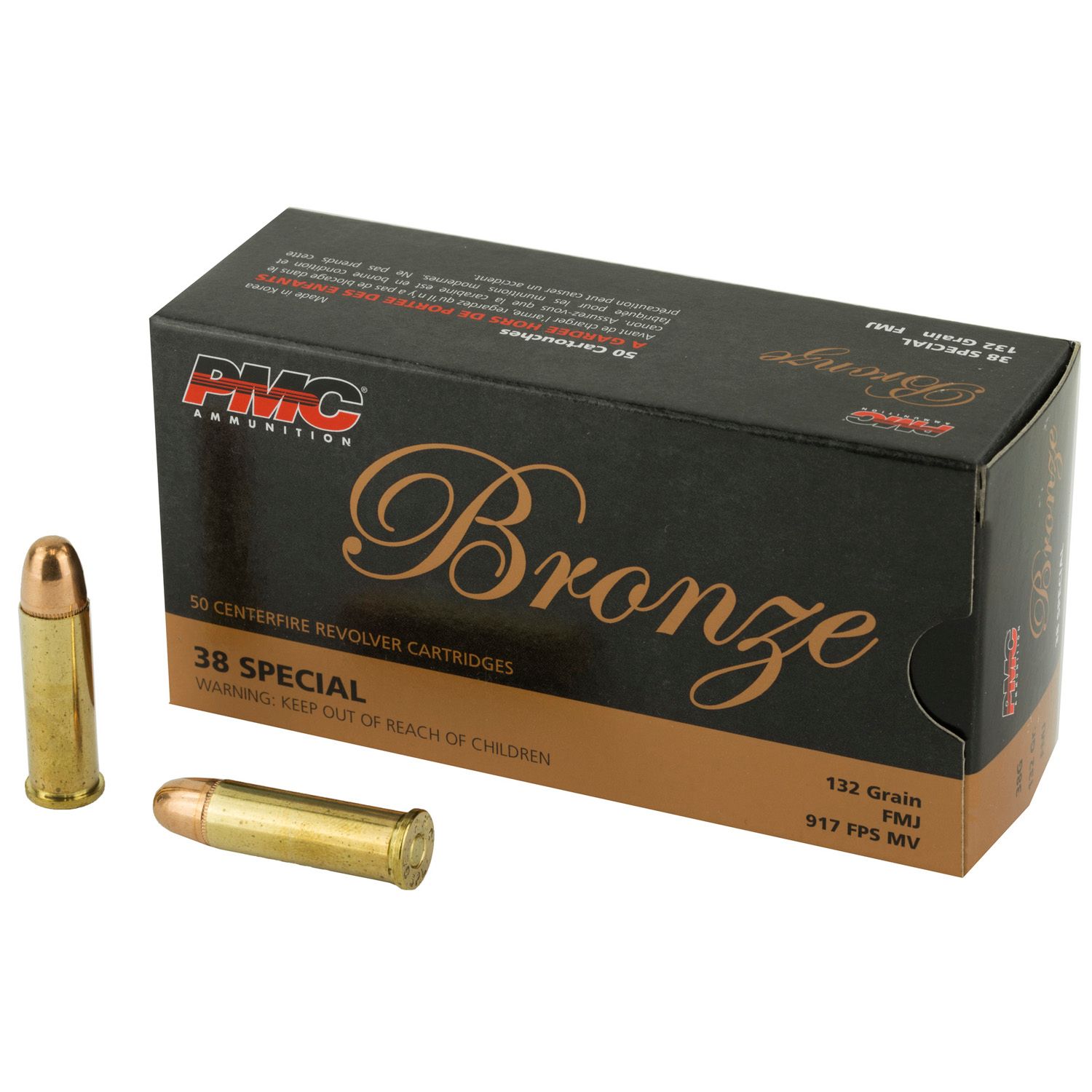 PMC BRONZE .38 SPECIAL HANDGUN AMMO - 132 GRAIN _ FMJ _ 50RD BOX