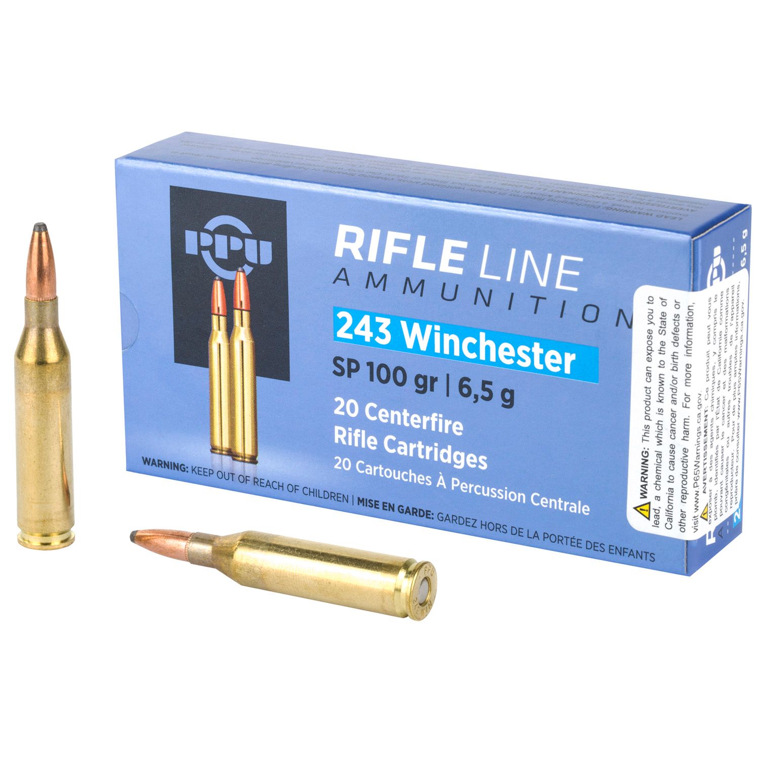 PPU .243 WIN, 100GR SP, 20RD/BX, PP2432