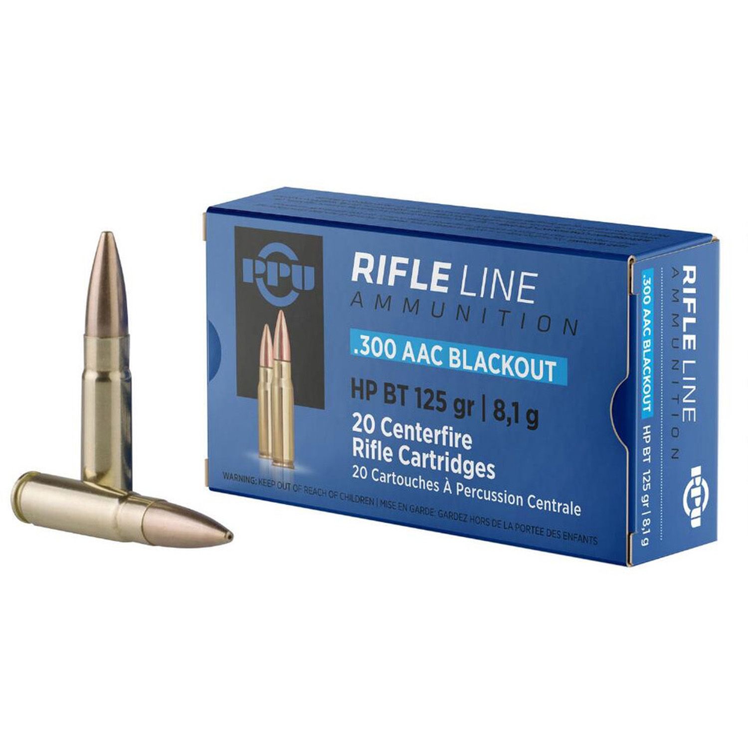 PPU PP300BH RIFLE AMMO .300 AAC BLACKOUT HPBT 125GR