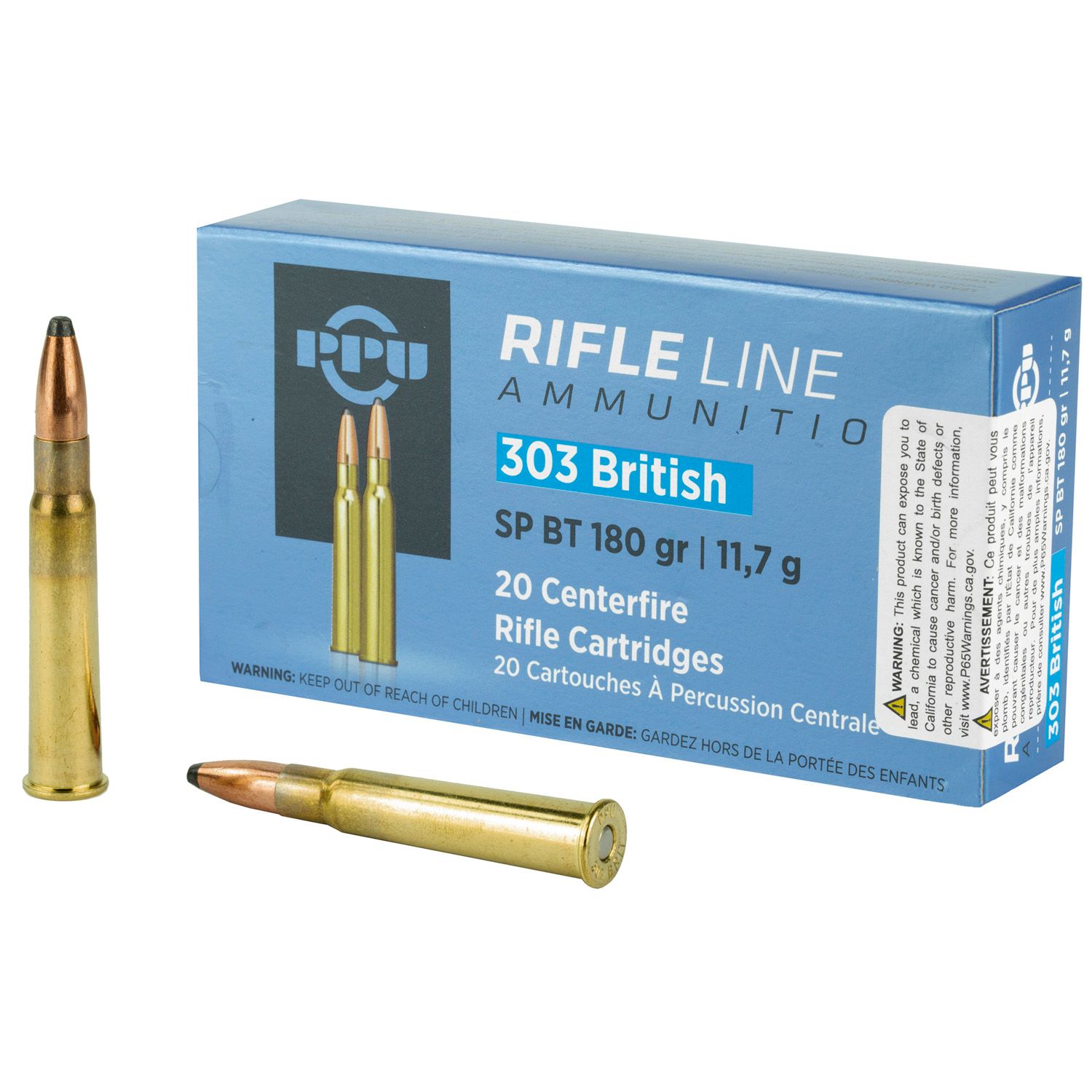 PPU STANDARD RIFLE 303 BRITISH 180 GR SOFT POINT SP 20 BX/ 10 CS
