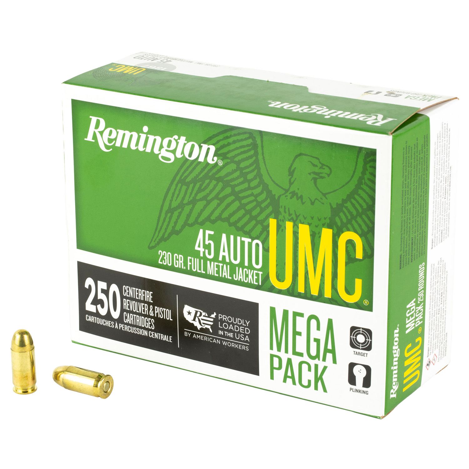 REMINGTON .45 ACP UMC, 230GR FMJ, 250RD/BX, 047700364407, 23781