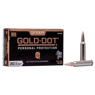 SPEER AMMUNITION, SPEER GOLD DOT, 223 REMINGTON, 55GR, GOLD DOT HOLLOW POINT, 20 ROUND BOX