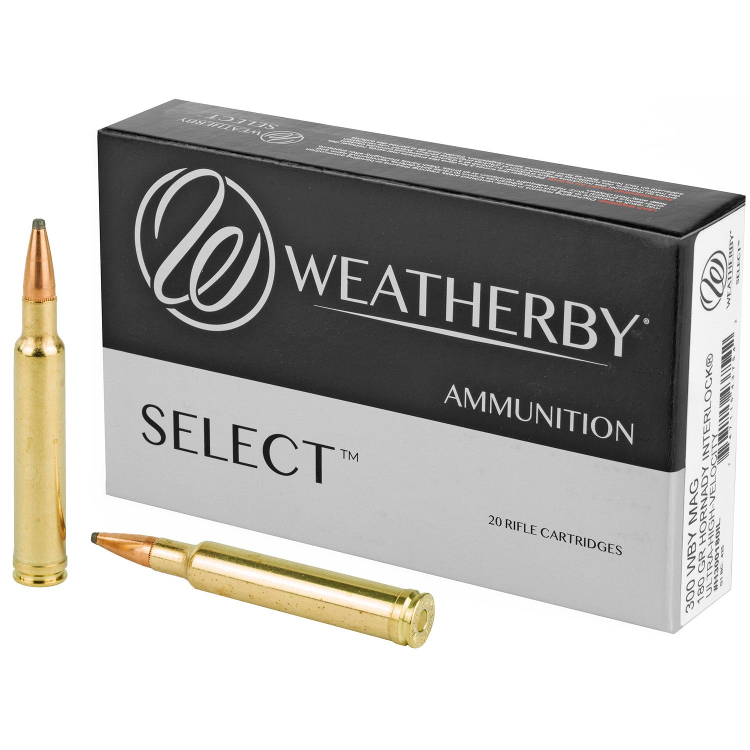WEATHERBY SELECT AMMUNITION, 300 WEATHERBY MAGNUM, 180 GR, INTERLOCK, 20RD, 747115437542, H300180IL