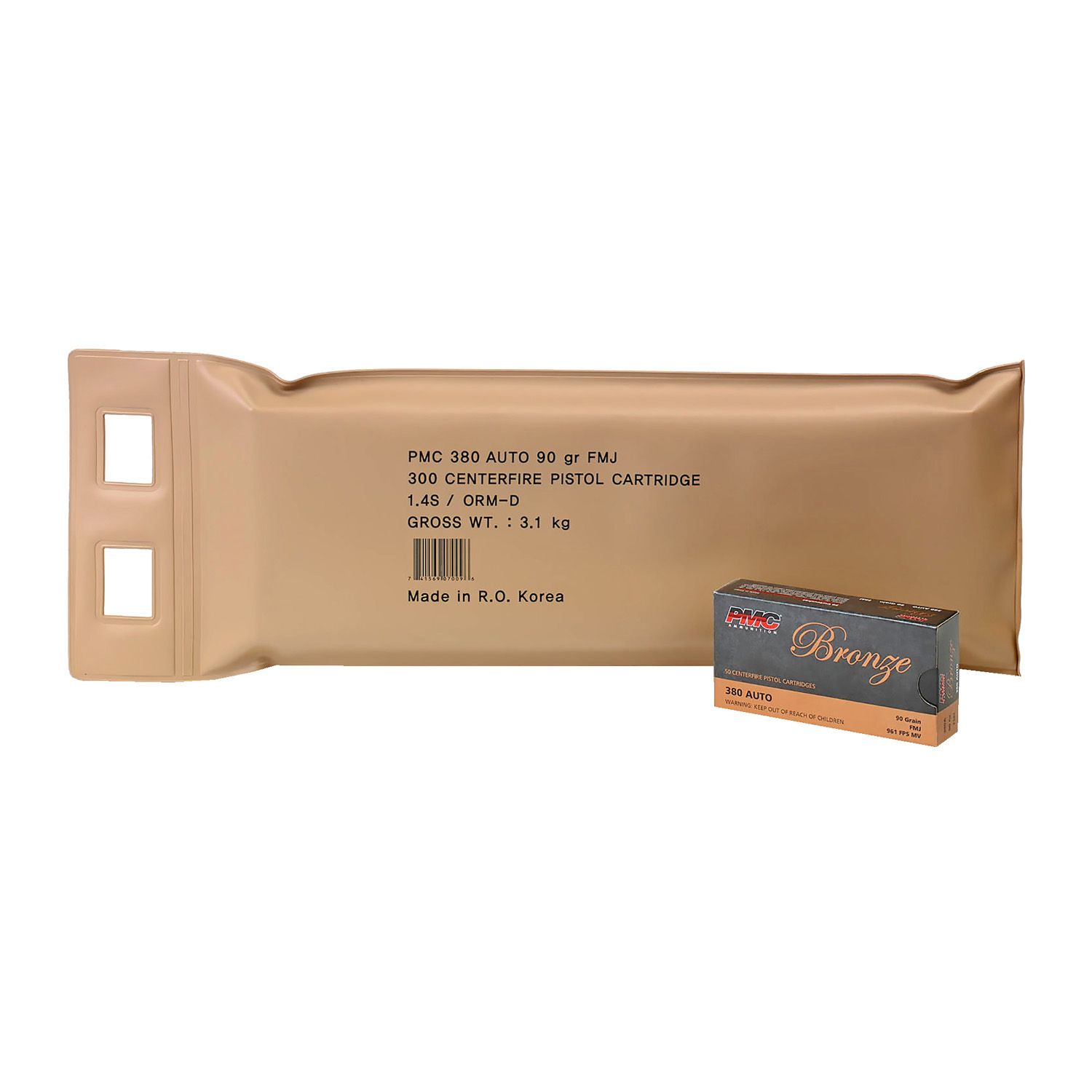 PMC .380 ACP Bronze, 90GR FMJ, 300RD/Battlepack, 380A-BP