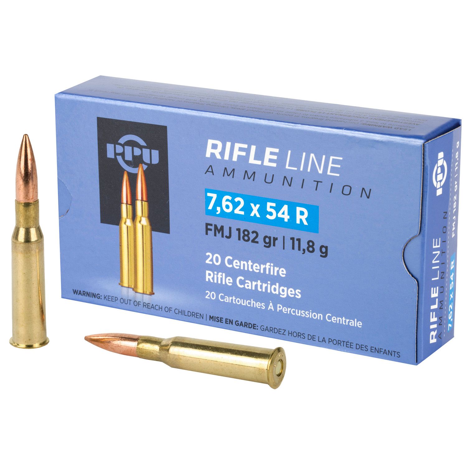 Prvi Partizan PPU 7.62x54R Ammunition 182 Grain FMJBT 2625fps, 8605003812883, PP76254F