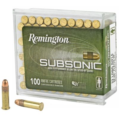 REMINGTON SUBSONIC 22 LONG RIFLE AMMO 40 GRAIN COPPER PLATED LOW VELOCITY HOLLOW POINT