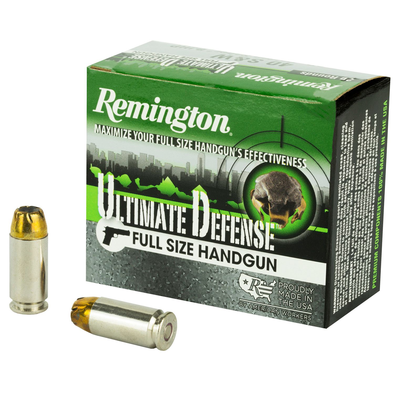 REMINGTON .40 S&amp;W Ultimate Defense, 165GR BJHP, 20RD/BX, 047700471907, 28957