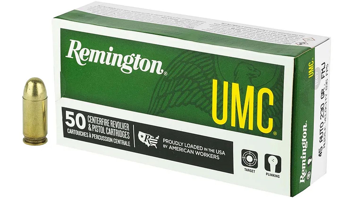 Remington UMC .45ACP FMJ 500RD BULK Nickel-Plated Brass Cased, 047700418520, 23653