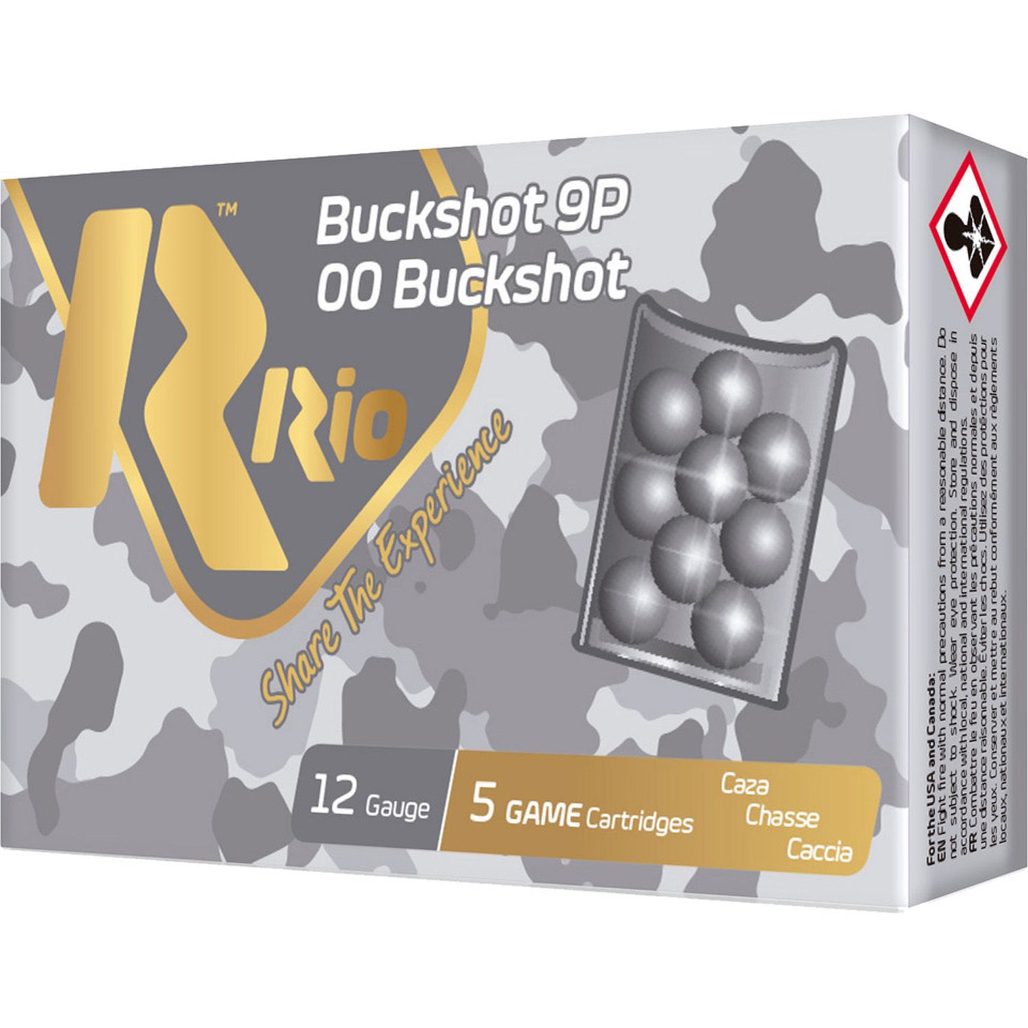 RIO 12GA Royal Buck, 2.75&quot; 9P 00BK, 5RD/BX, RB129-BOX
