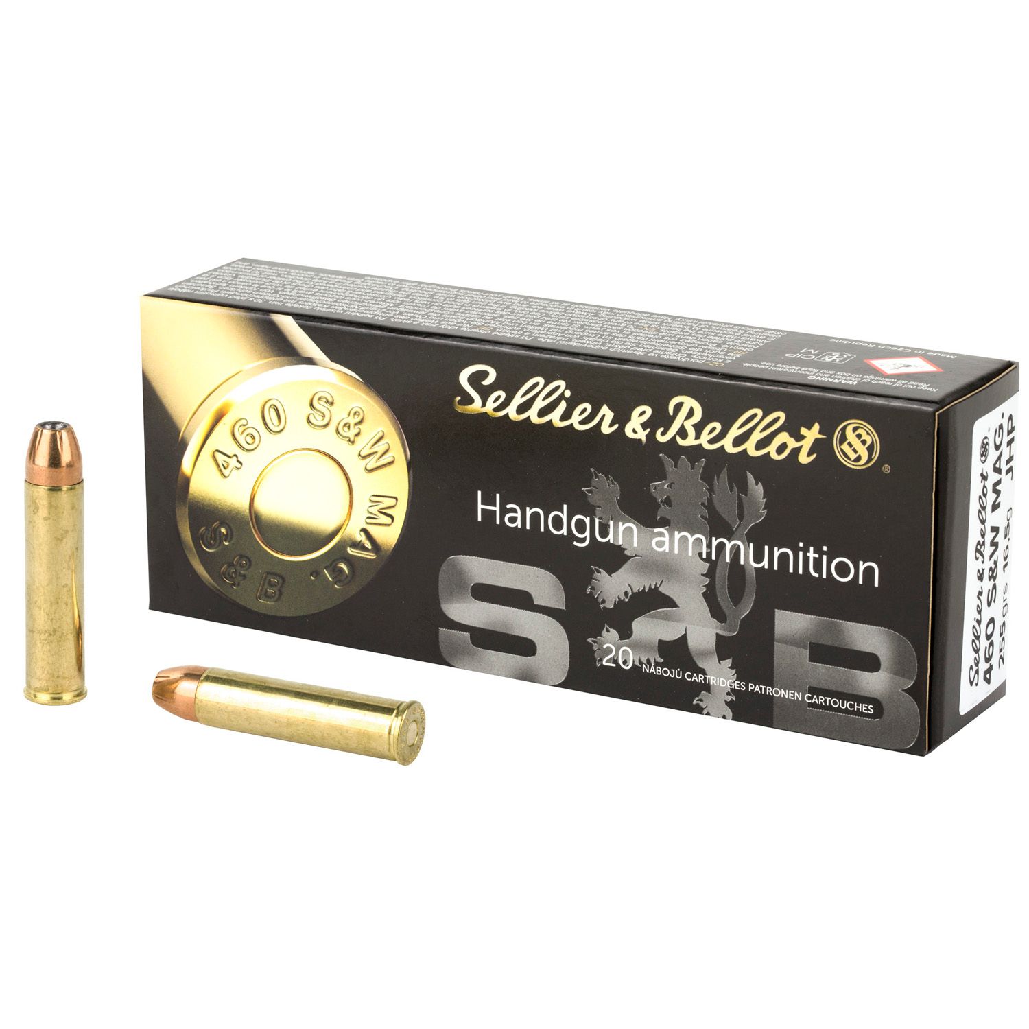 SELLIER &amp; BELLOT 255 GR JACKETED HOLLOW POINT .460 S&amp;W MAG AMMO, 20/BOX, 754908501045, SB460B