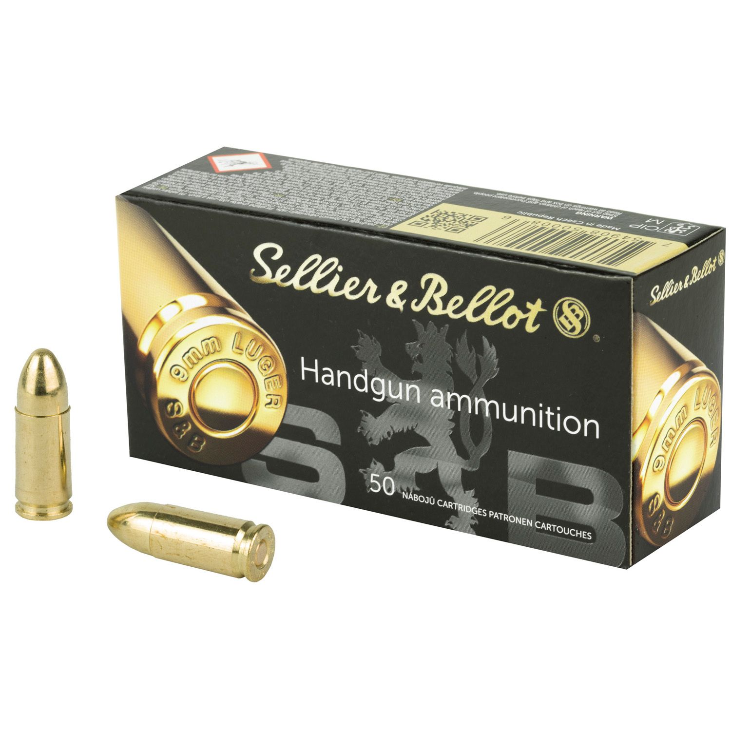 S&amp;B 9MM, 115GR FMJ, 50RD/BX, SB9A