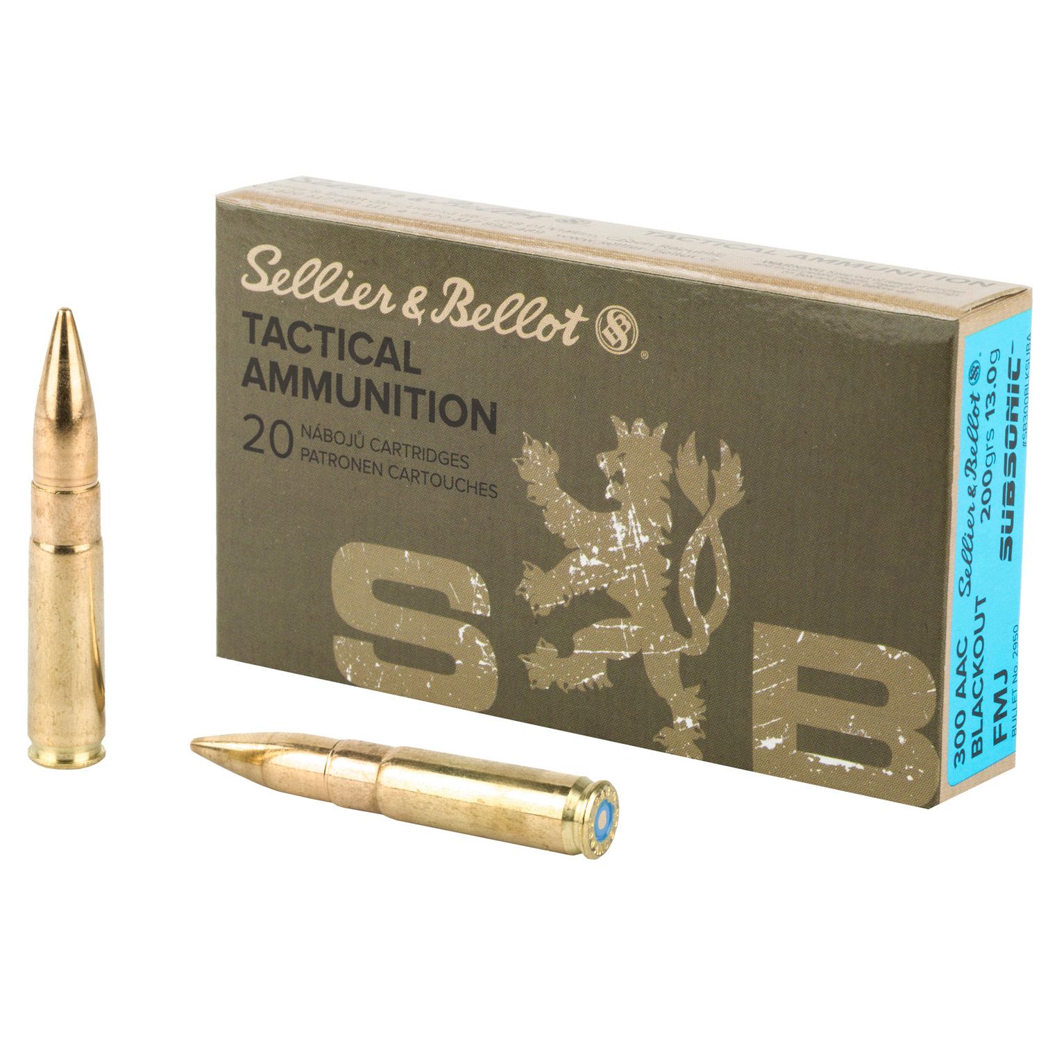 S&amp;B .300BLK SUBSONIC, 200GR FMJ, 20RD/BX, SB300BLKSUBA