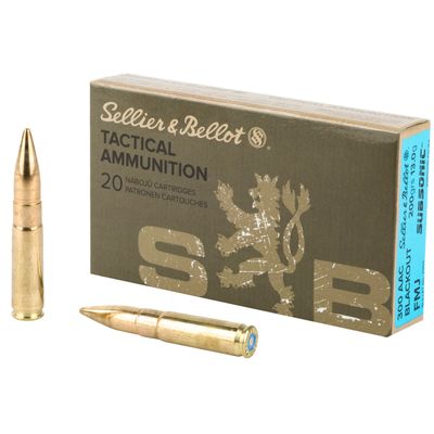 S&amp;B .300BLK SUBSONIC, 200GR FMJ, 20RD/BX, SB300BLKSUBA