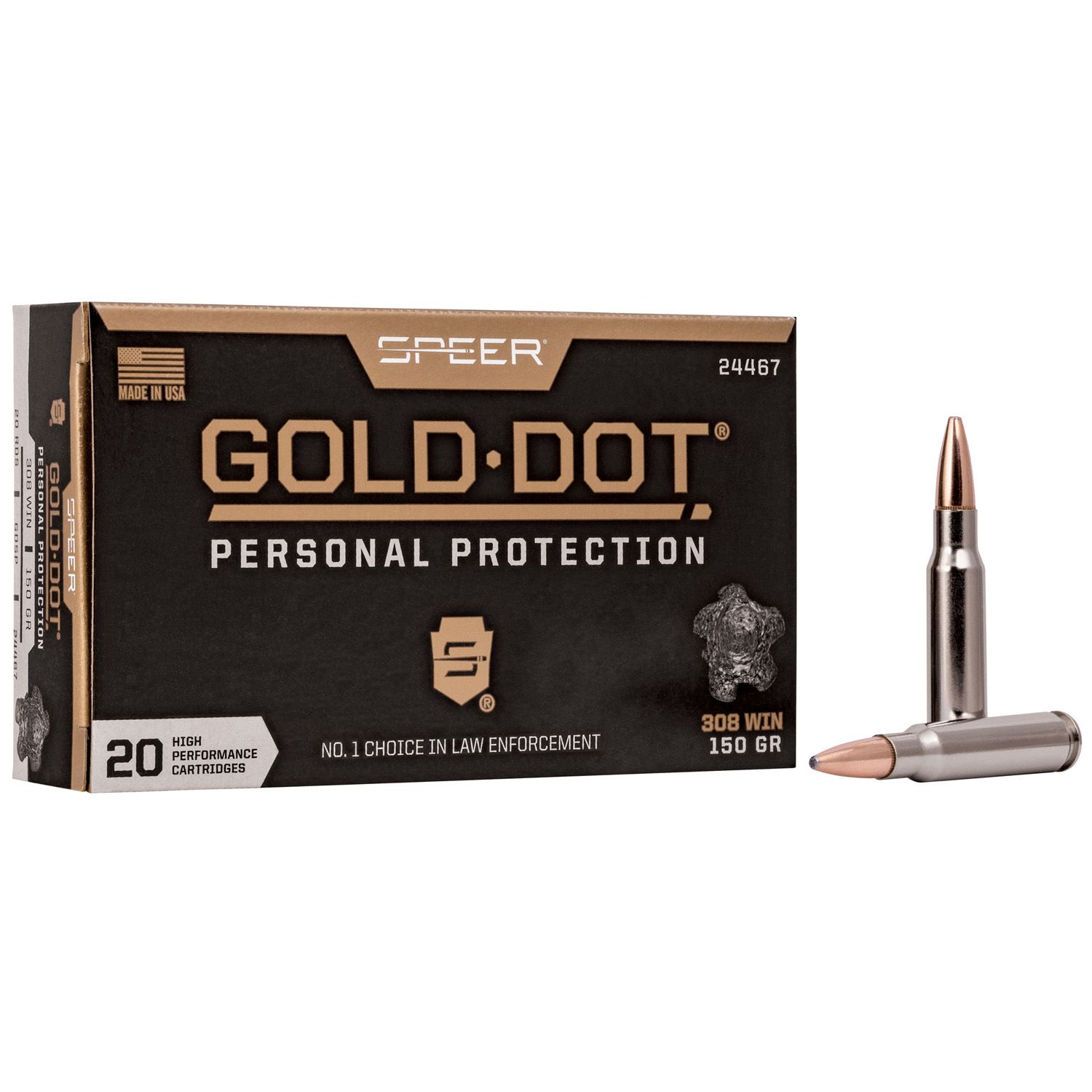 SPEER .308 WIN Gold Dot, 150GR SP, 20RD/BX, 24467