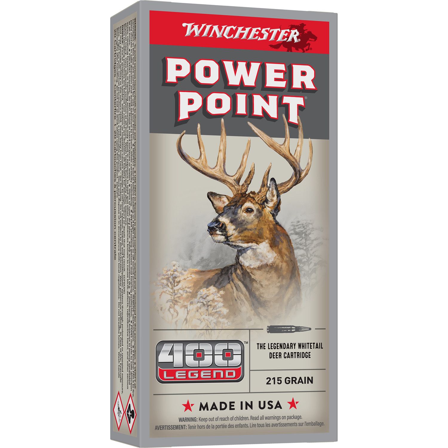 WINCHESTER POWER POINT RIFLE AMMUNITION 400 LEGEND 215 GR SP 2250 FPS 20/CT