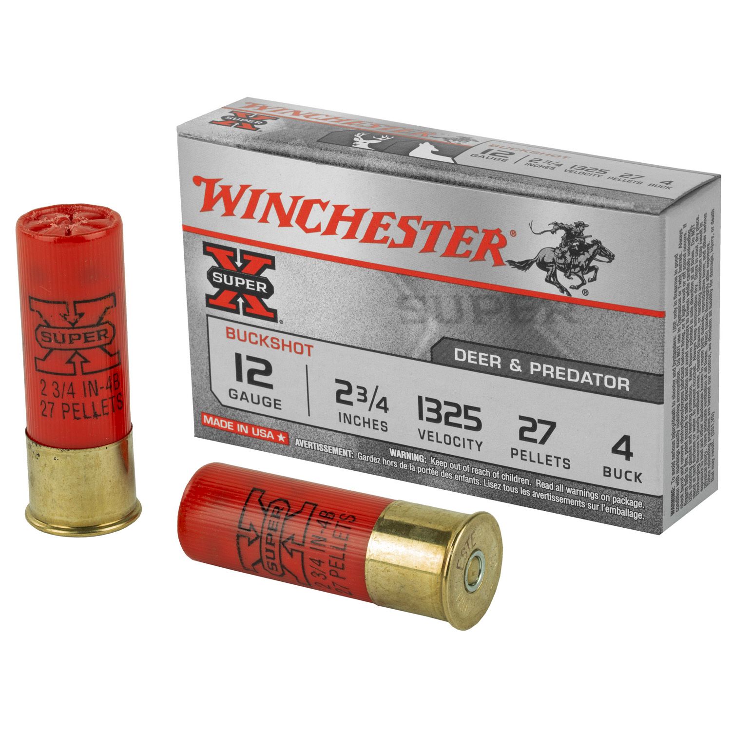 WINCHESTER 12GA SUPER X, 2.75&quot; #4BK, 5RD/BX, XB124