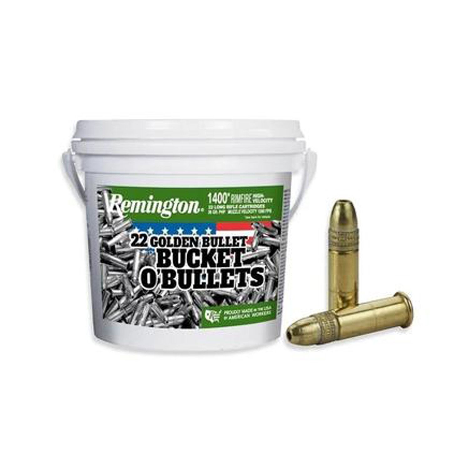 REMINGTON BUCKET O&#39; BULLETS, GOLDEN BULLET, .22LR, PHP, 36 GRAIN, 1,400 ROUNDS