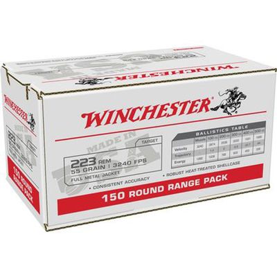 WINCHESTER AMMO USA 223 REM 55 GR FULL METAL JACKET (FMJ) 150 BX, VALUE PACK